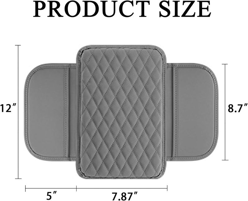 Myston Upgraded Car Center Console Cover, Leather Armrest Cushion Pad with 2 Storage Bags, Microfiber Soft Waterproof Seat Box Cover Protector, Car Interior Decor Accessories Fit for Most Cars, Vehicles - Image 2